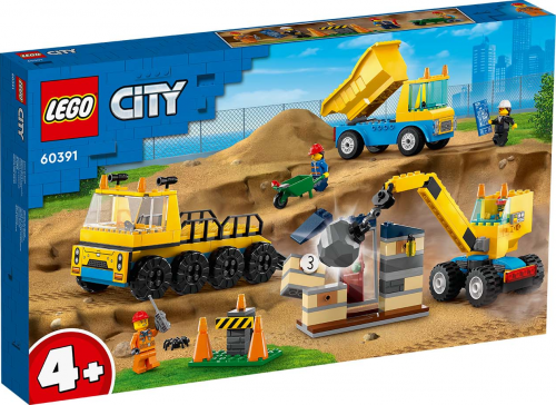 60391 - Construction Trucks and Wrecking Ball Crane